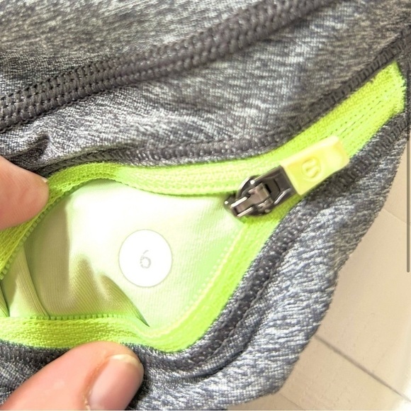 LULULEMON Run a Marathon Crop grey green band pocket size 6 leggings pants - Picture 3 of 8